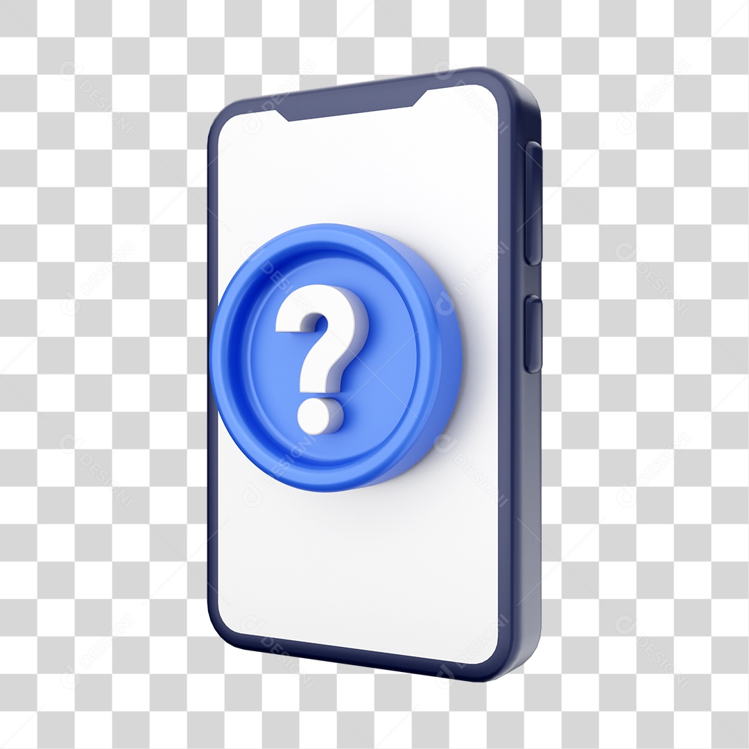 Smartphone Com Ícone de Perguntas e Dúvidas Em Sua Tela Elemento 3D PNG Transparente