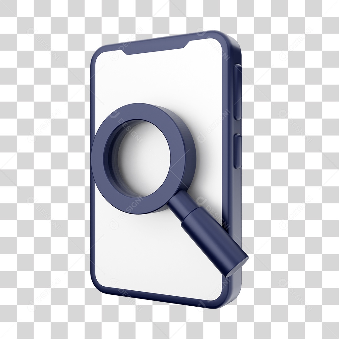 Smartphone Com Ícone de Pesquisa Em Sua Tela Elemento 3D PNG Transparente