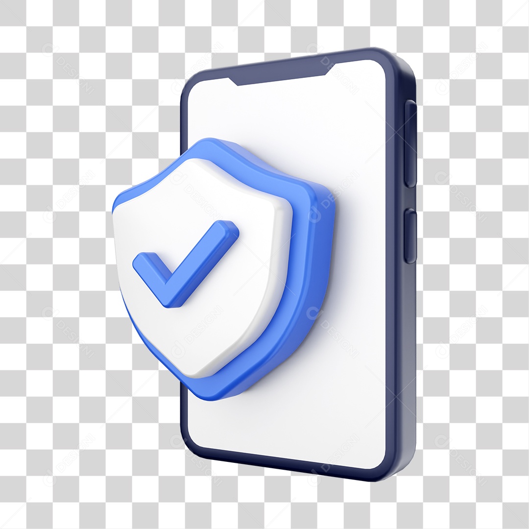 Smartphone Com Ícone de Proteção Em Sua Tela Elemento 3D PNG Transparente