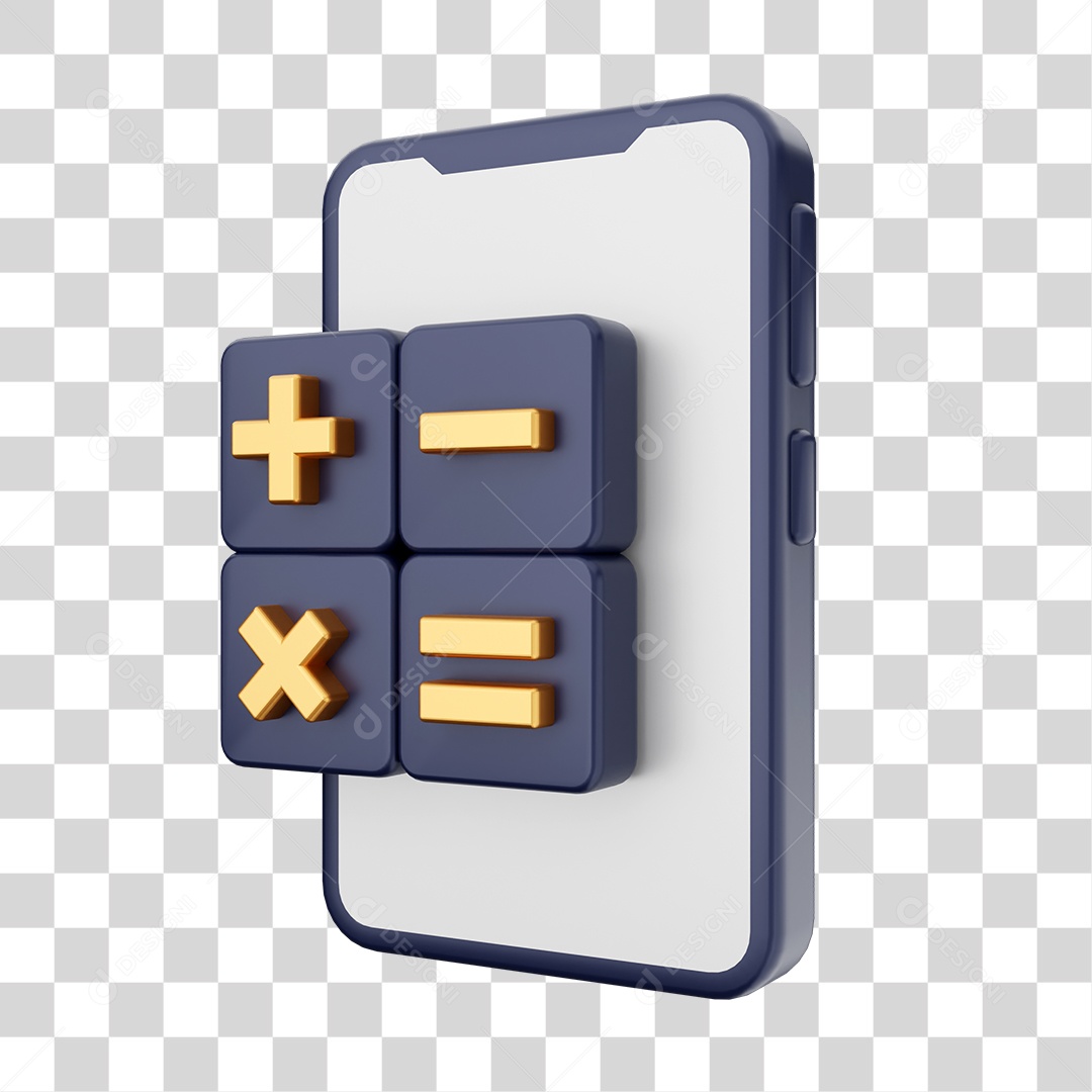 Smartphone Com Ícone de Calculadora Em Sua Tela Elemento 3D PNG Transparente