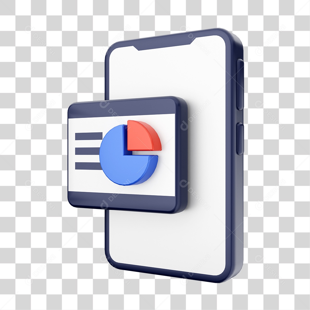 Smartphone Com Ícone de Gráfico Em Sua Tela Elemento 3D PNG Transparente