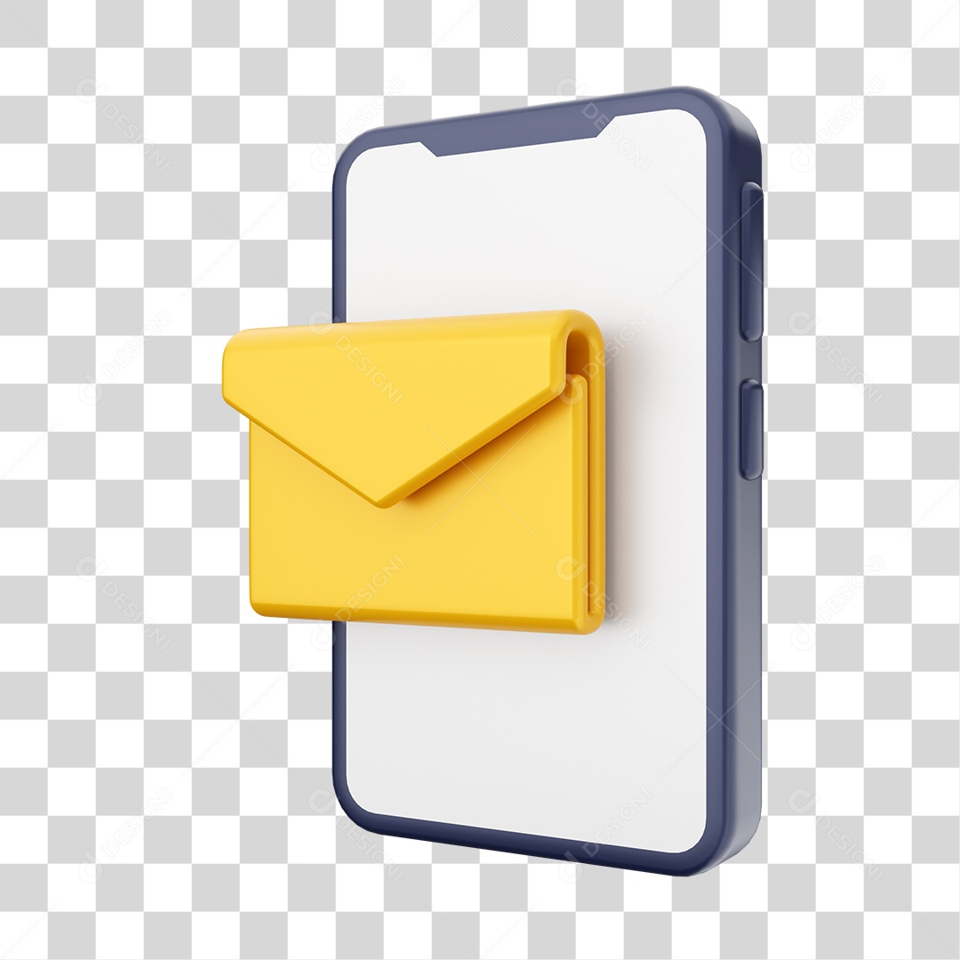 Smartphone Com Ícone de Envelope Em Sua Tela Elemento 3D PNG Transparente