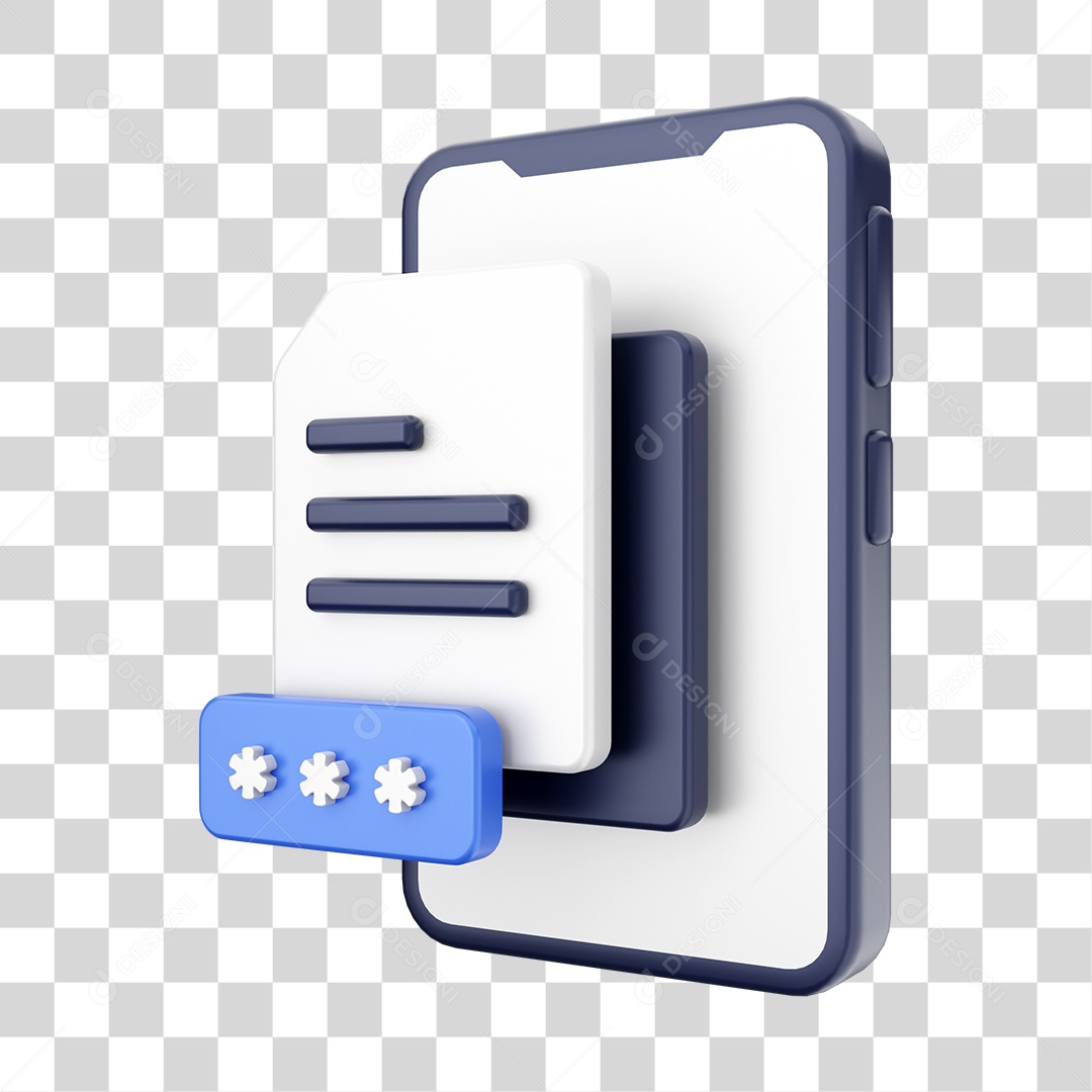 Smartphone Com Ícone de Códigos de Segurança Em Sua Tela Elemento 3D PNG Transparente
