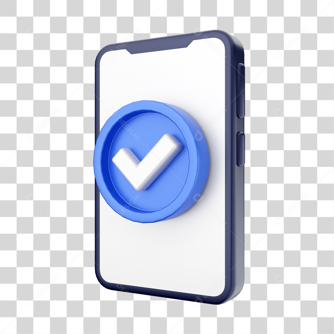 Smartphone Com Ícone de Verificação Em Sua Tela Elemento 3D PNG Transparente