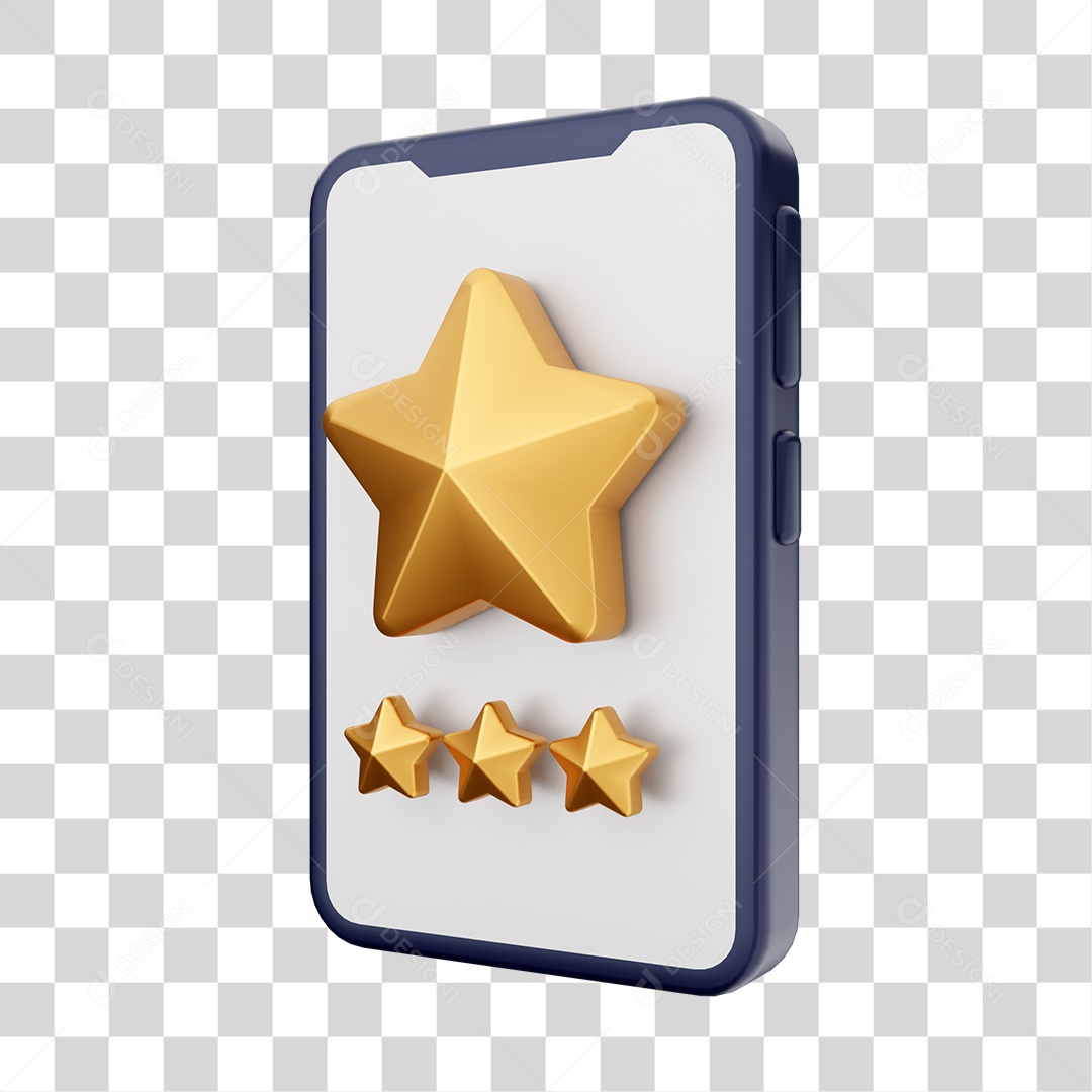 Smartphone Com Estrelas Em Sua Tela Elemento 3D PNG Transparente