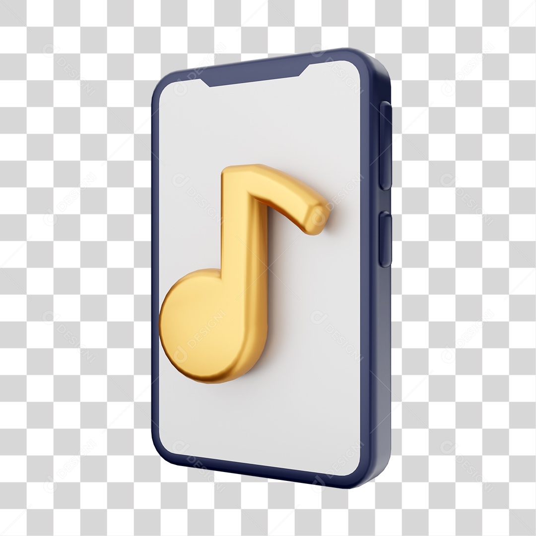 Smartphone Com Ícone de Música Em Sua Tela Elemento 3D PNG Transparente