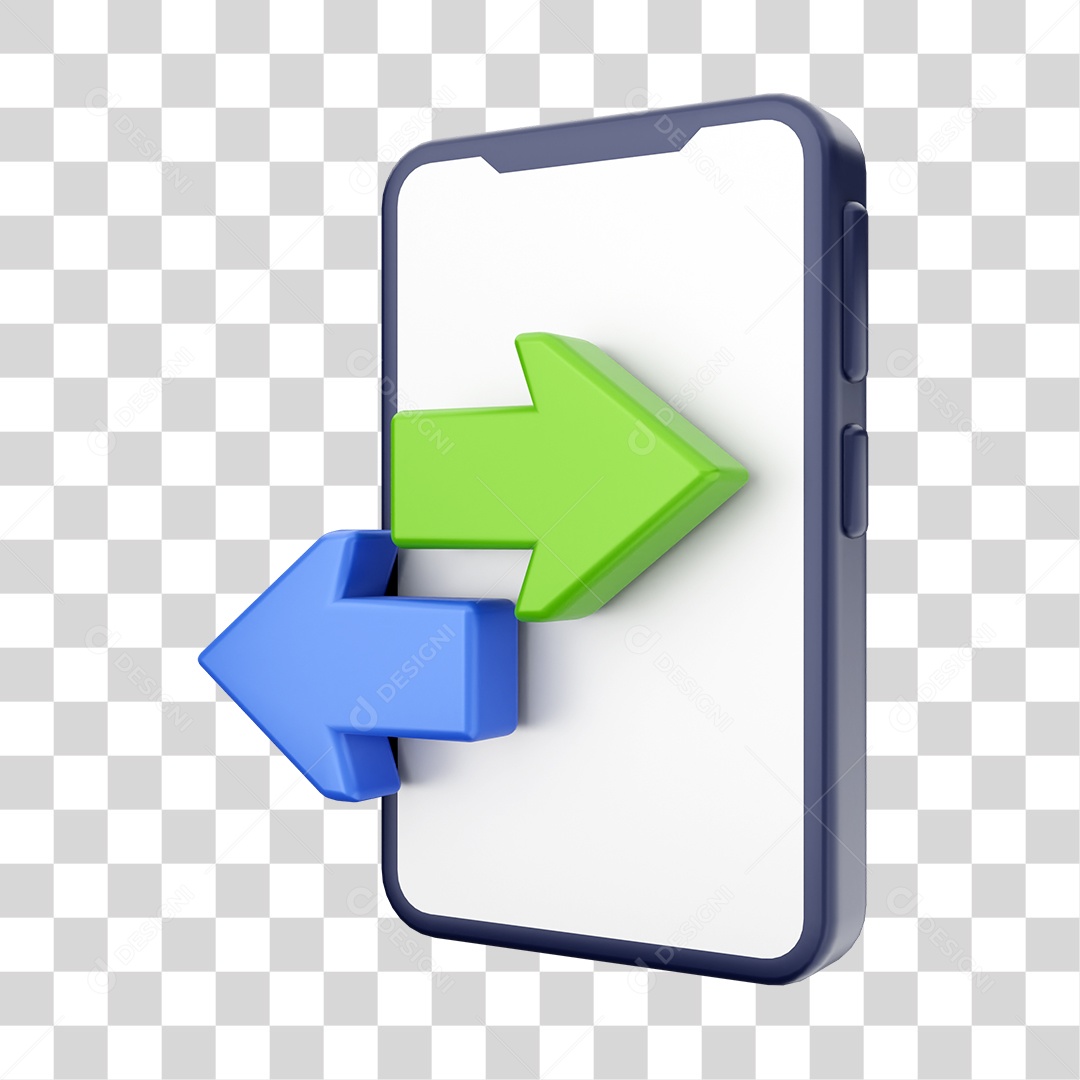 Smartphone Com Ícone de Envios e Recebimentos Em Sua Tela Elemento 3D PNG Transparente