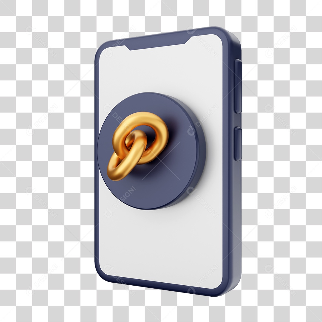 Smartphone Com Ícone de Link Em Sua Tela Elemento 3D PNG Transparente