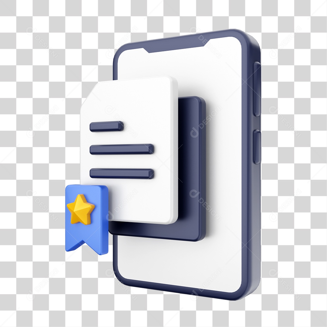 Smartphone Com Ícone de Favorito Salvo Em Sua Tela Elemento 3D PNG Transparente