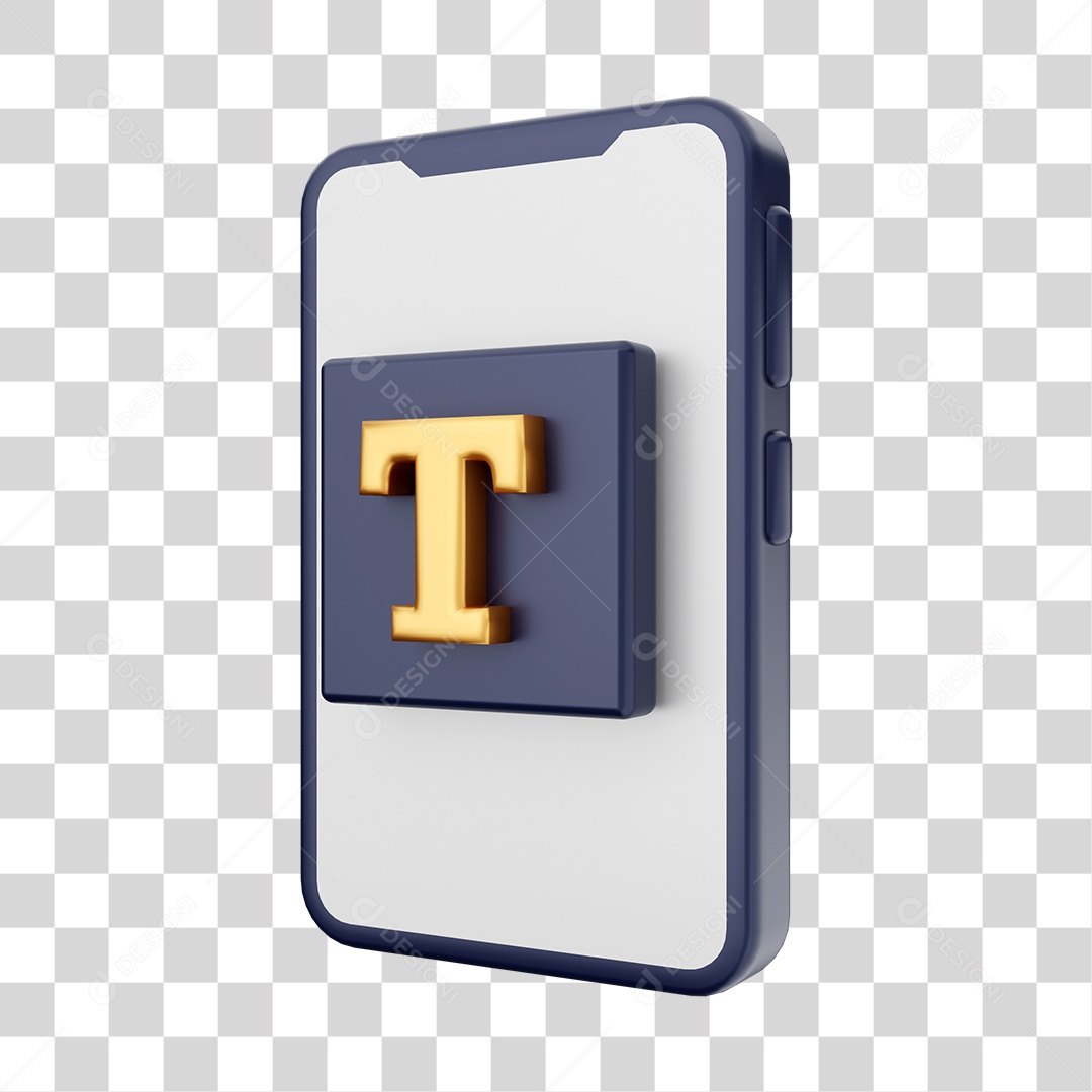 Smartphone Com Ícone de Texto Em Sua Tela Elemento 3D PNG Transparente