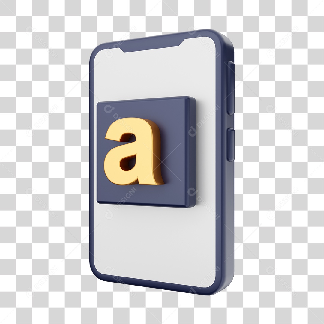 Smartphone Com Ícone de Fonte e Letras Em Sua Tela Elemento 3D PNG Transparente