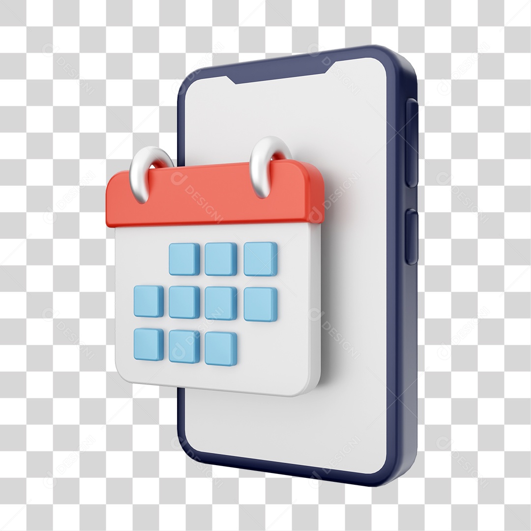 Smartphone Com Ícone de Calendário Em Sua Tela Elemento 3D PNG Transparente