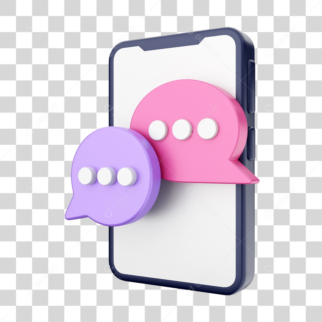 Smartphone Com Ícone de Bate Papo e Conversa Em Sua Tela Elemento 3D PNG Transparente
