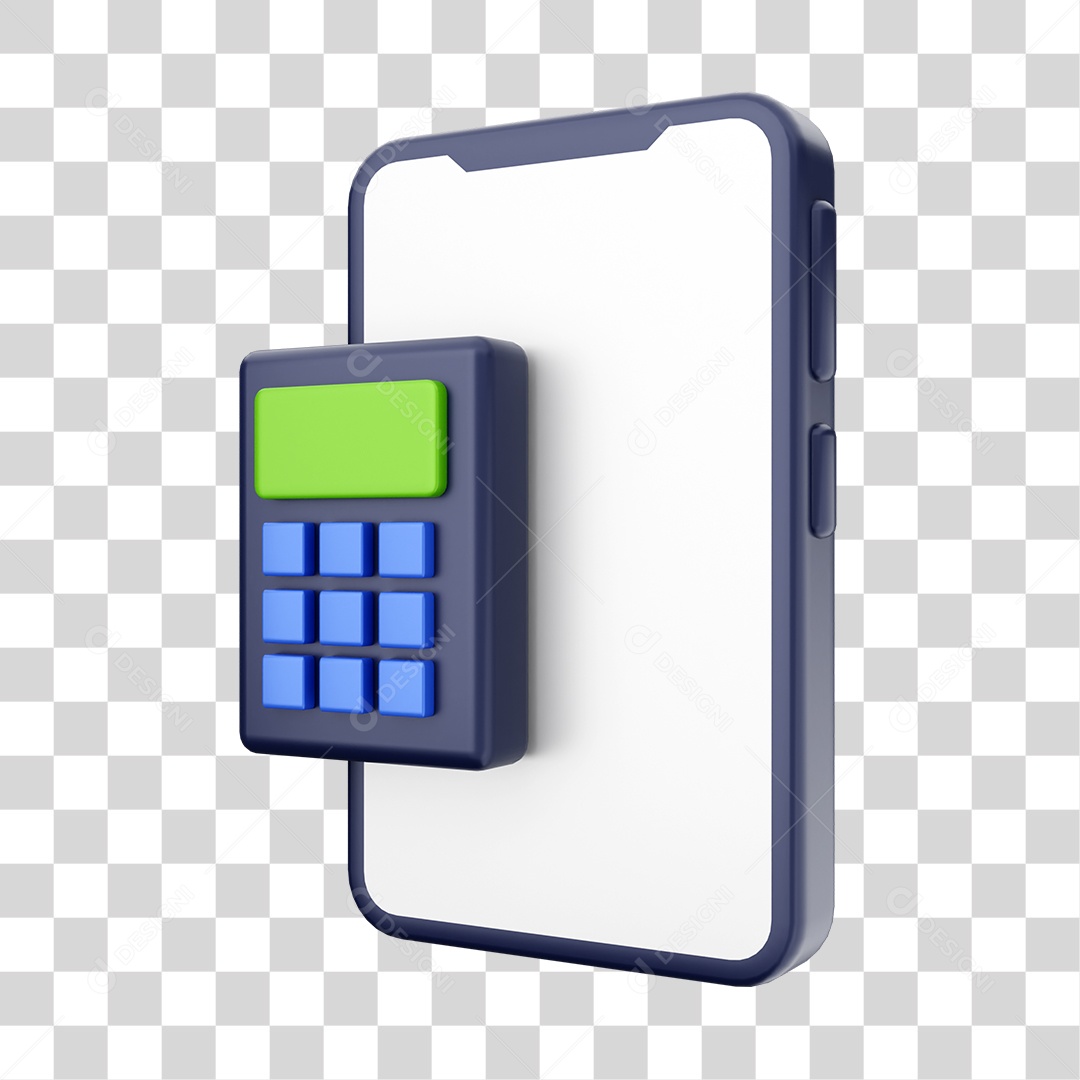 Smartphone Com Ícone de Calculadora de Moedas Em Sua Tela Elemento 3D PNG Transparente