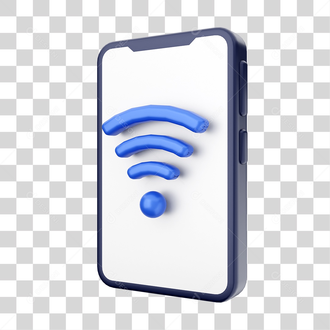 Smartphone Com Ícone Wi-fi Em Sua Tela Elemento 3D PNG Transparente