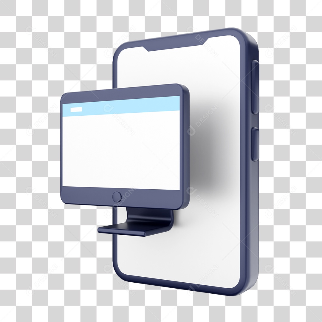 Smartphone Com Ícone Computador Em Sua Tela Elemento 3D PNG Transparente