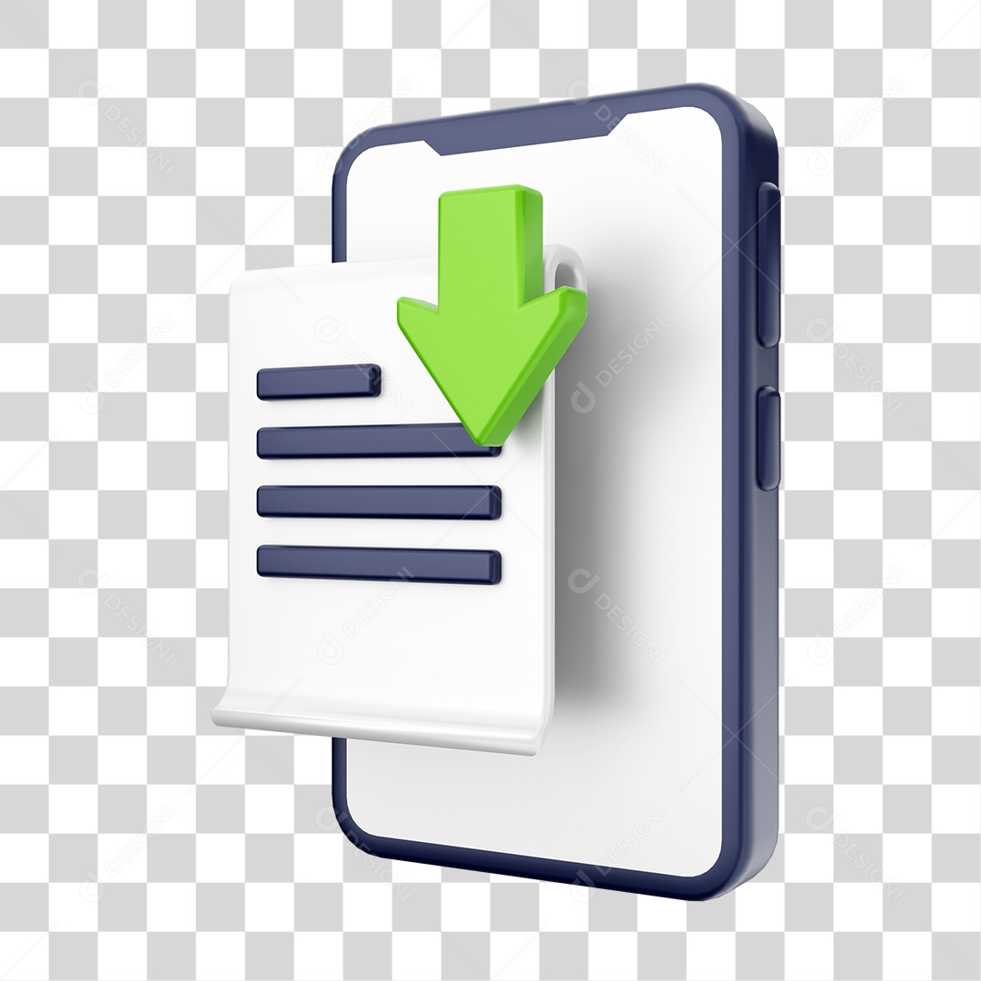 Smartphone With Document Icon and Download On Your Screen Transparent PNG 3D Element