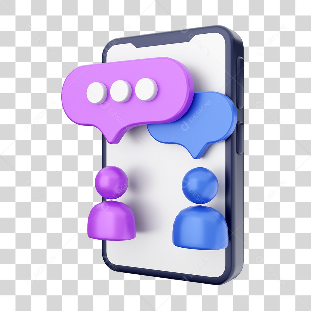 Smartphone Com Ícone de Bate Papo e Conversa Em Sua Tela Elemento 3D PNG Transparente