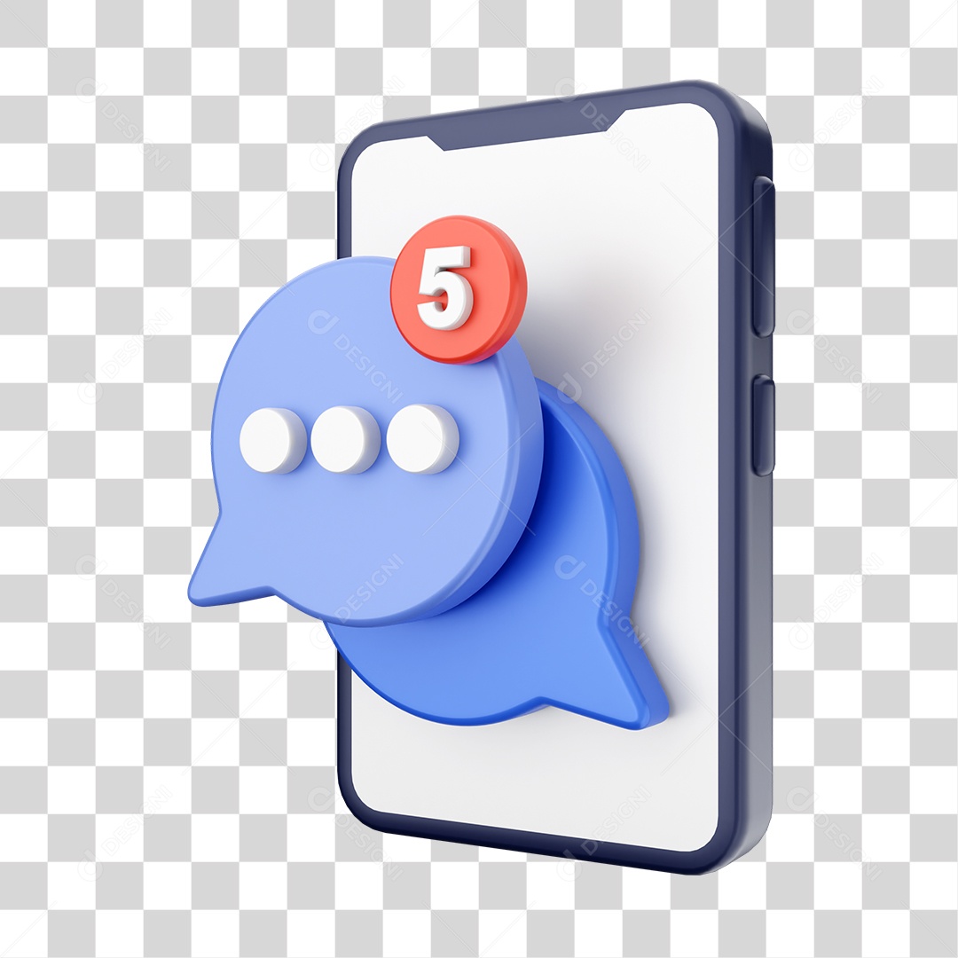 Smartphone Com Ícone de Bate Papo e Conversa Em Sua Tela Elemento 3D PNG Transparente