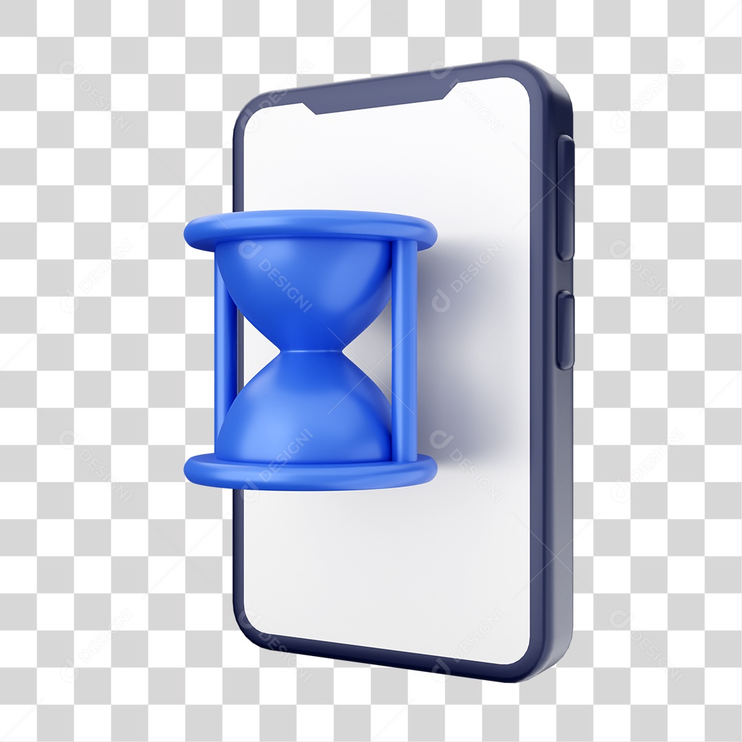 Smartphone Com Ícone de Tempo Ampulheta Em Sua Tela Elemento 3D PNG Transparente