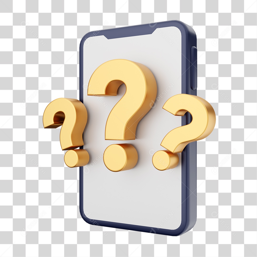 Smartphone Com Ícone de Dúvida Em Sua Tela Elemento 3D PNG Transparente