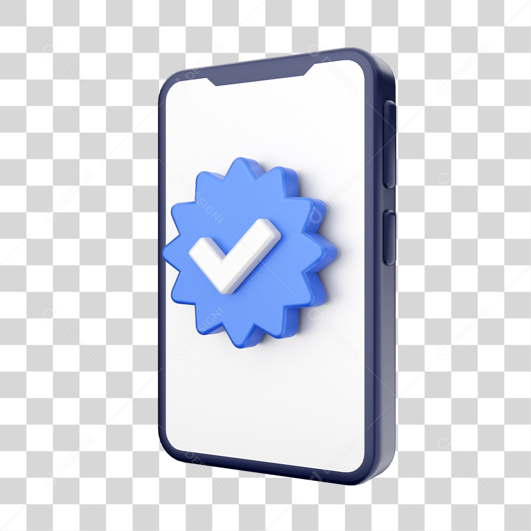 Smartphone Com Ícone de Verificação Em Sua Tela Elemento 3D PNG Transparente