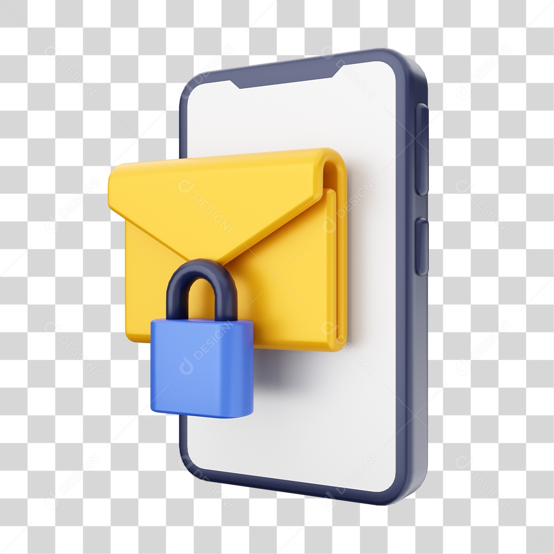 Smartphone Com Ícone de Cadeado Em Sua Tela Elemento 3D PNG Transparente