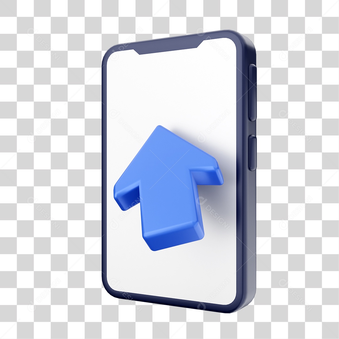Smartphone Com Ícone de Seta Em Sua Tela Elemento 3D PNG Transparente