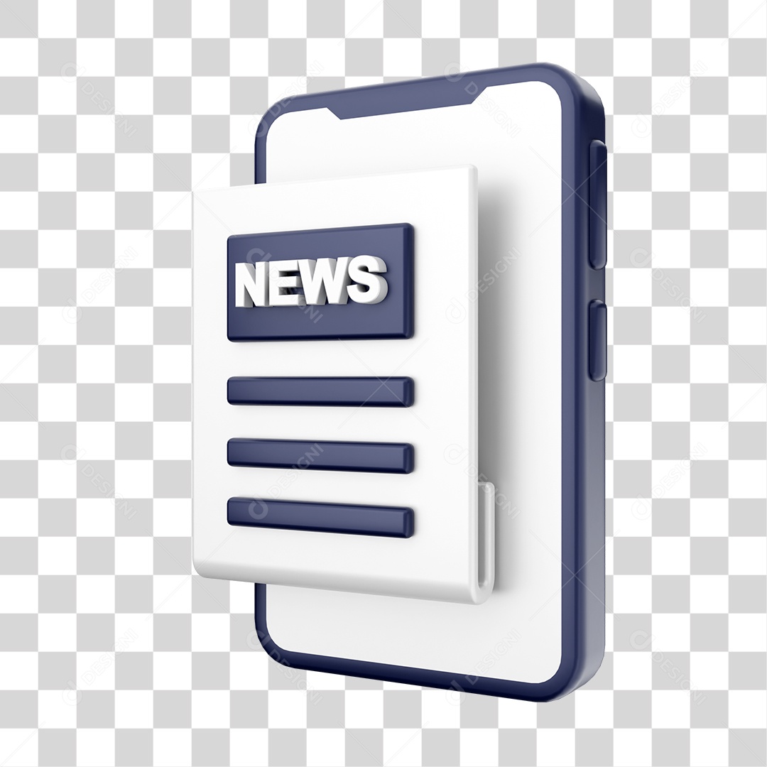 Smartphone Com Ícone de News Em Sua Tela Elemento 3D PNG Transparente