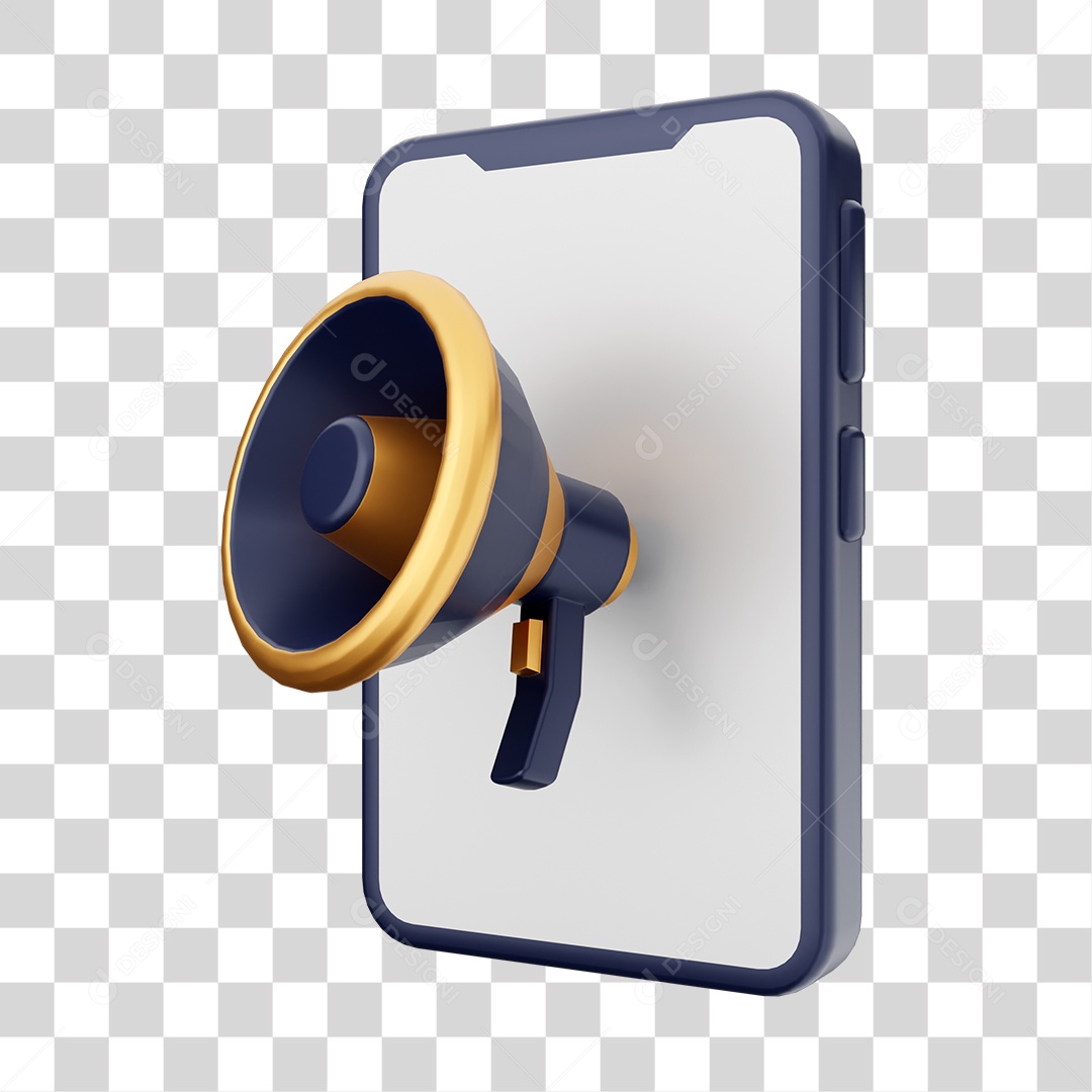Smartphone Com Ícone de Megafone Em Sua Tela Elemento 3D PNG Transparente