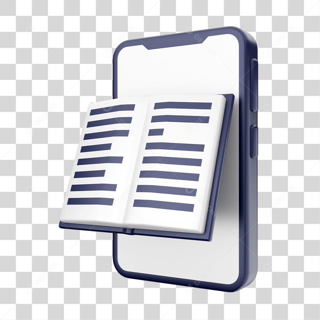Smartphone Com Ícone de Livro Em Sua Tela Elemento 3D PNG Transparente