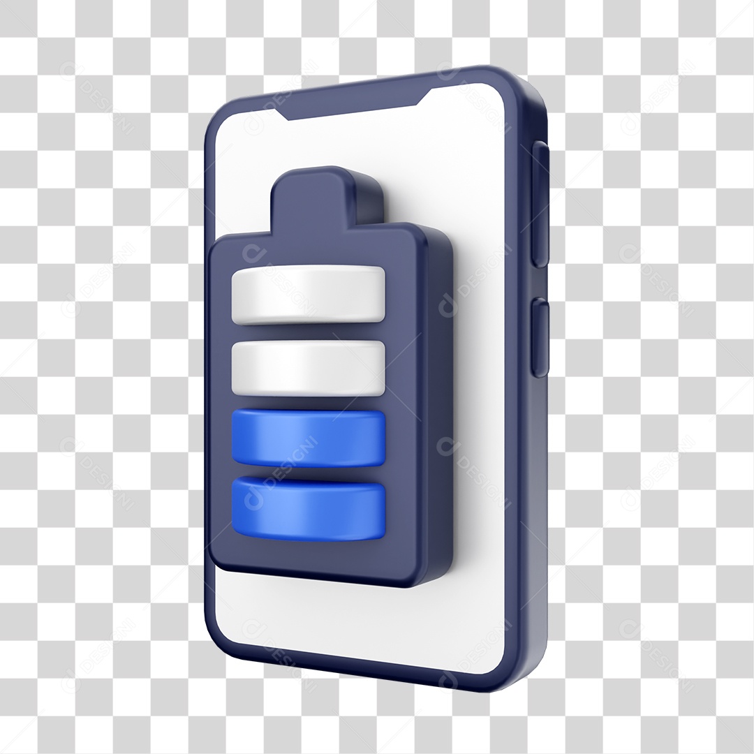 Smartphone Com Ícone de Bateria Fraca Em Sua Tela Elemento 3D PNG Transparente