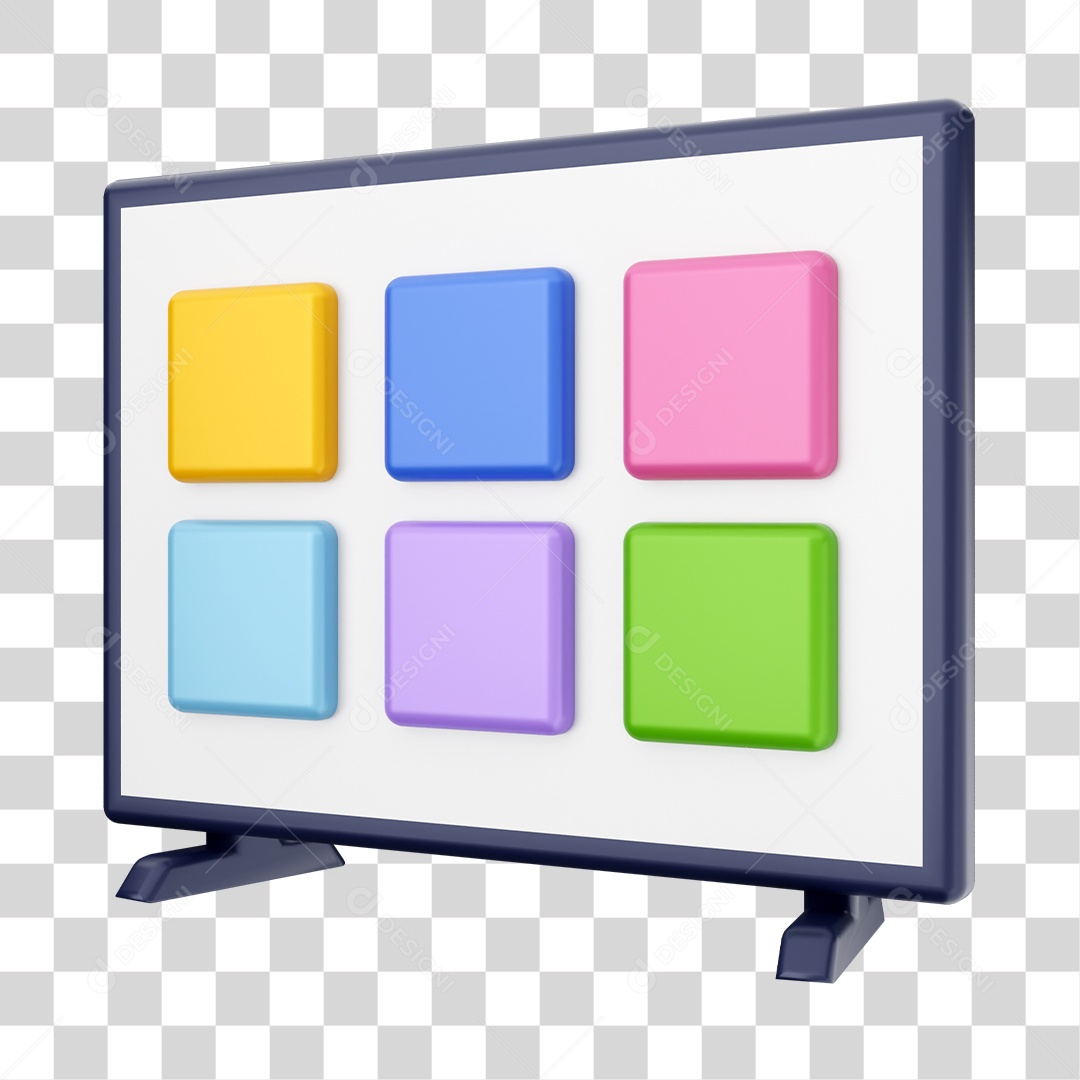 Smart Tv Com Ícones Coloridos Elemento 3D PNG Transparente
