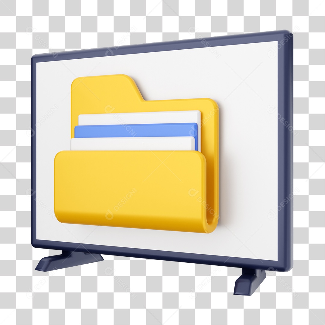 Smart Tv Com Pasta De Arquivo Elemento 3D PNG Transparente