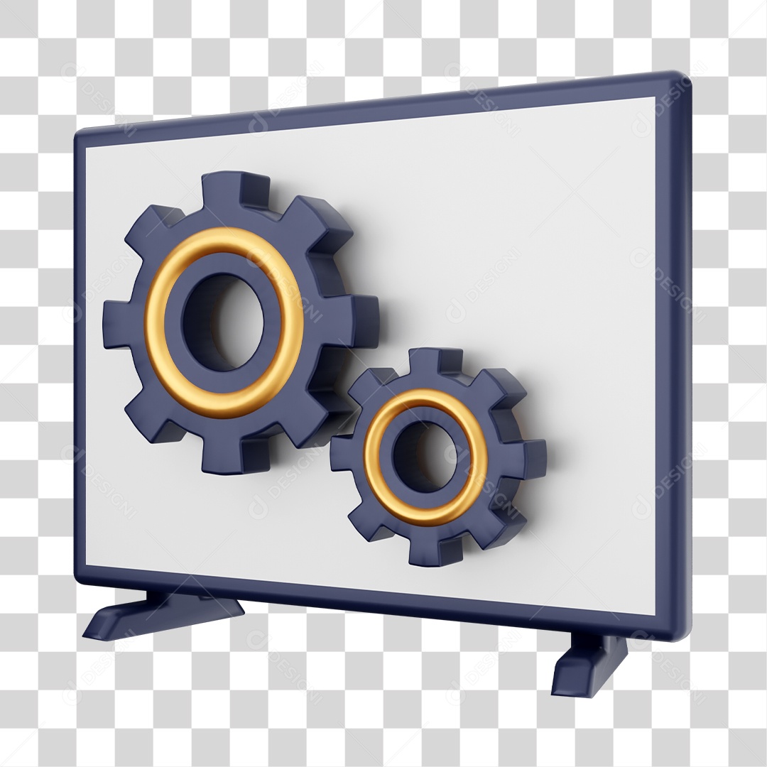 Smart Tv Com Ícone de Configuração Elemento 3D PNG Transparente