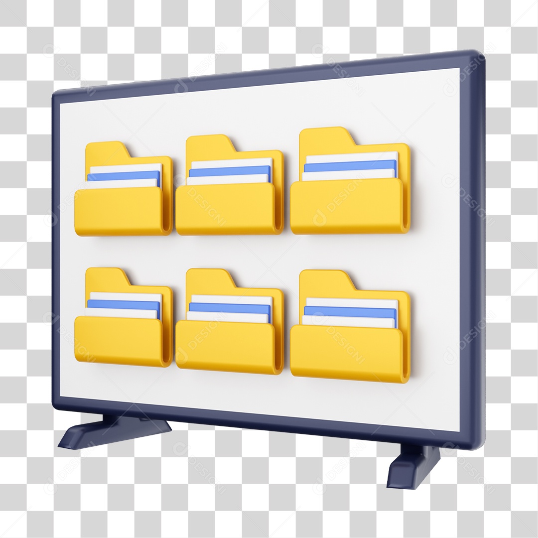 Smart Tv Com Pasta De Arquivo Elemento 3D PNG Transparente
