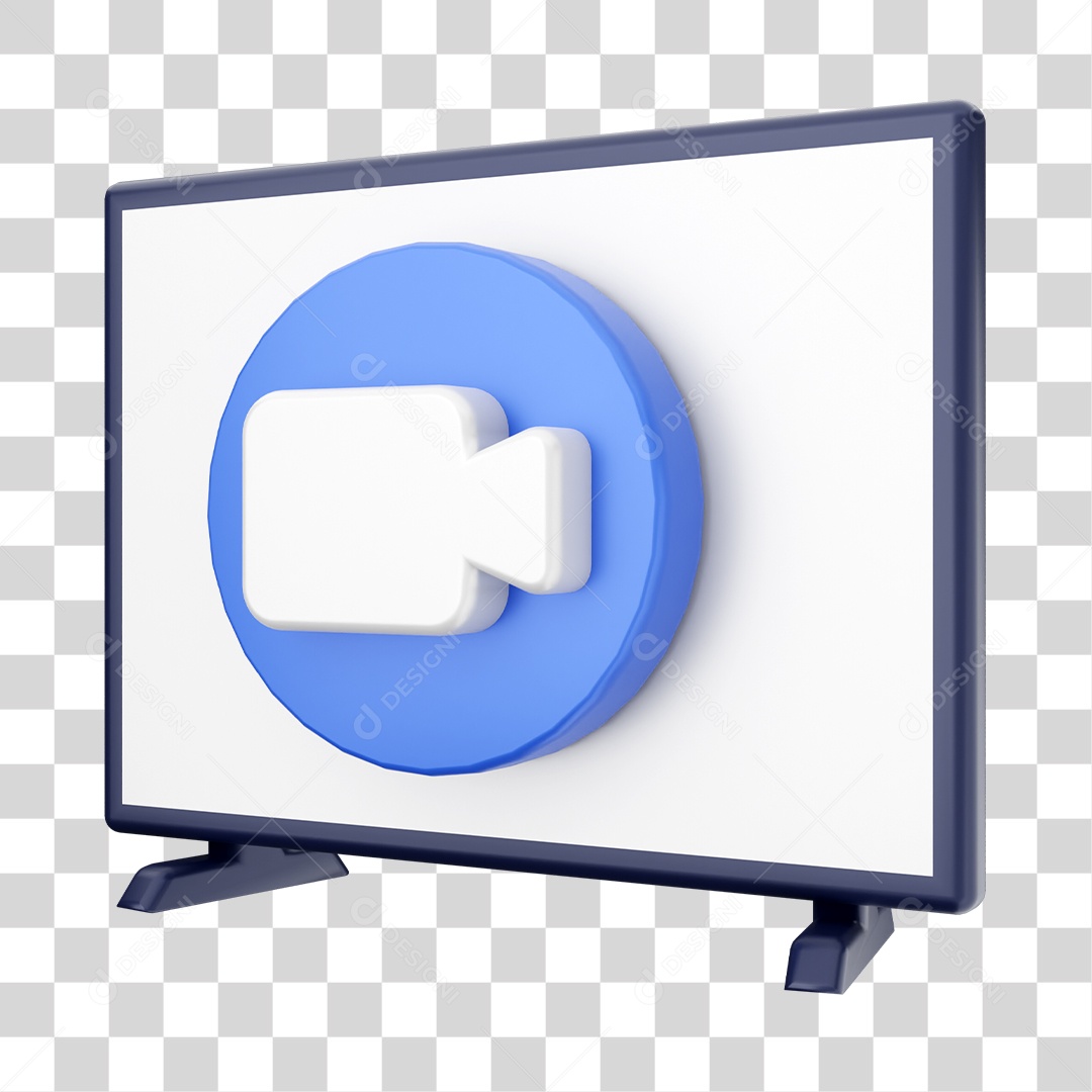 Smart Tv Com Ícone De Movie Elemento 3D PNG Transparente