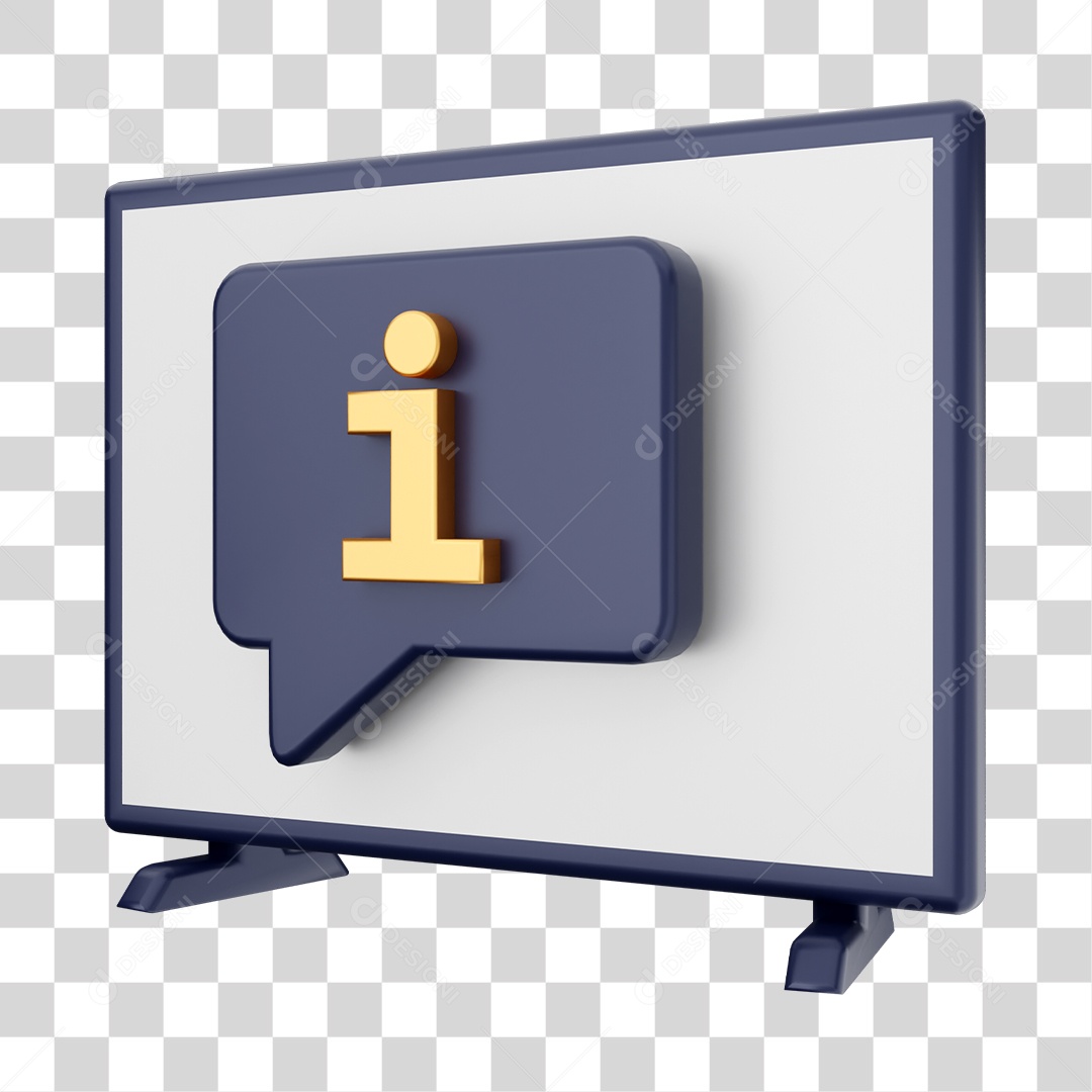 Smart Tv Com Ícone De Informação Elemento 3D PNG Transparente