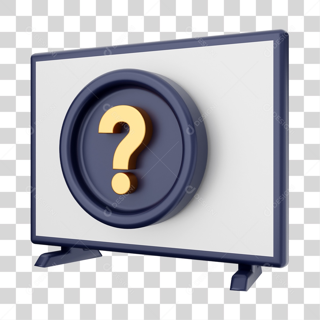 Smart Tv Com Ícone De Dúvida Elemento 3D PNG Transparente
