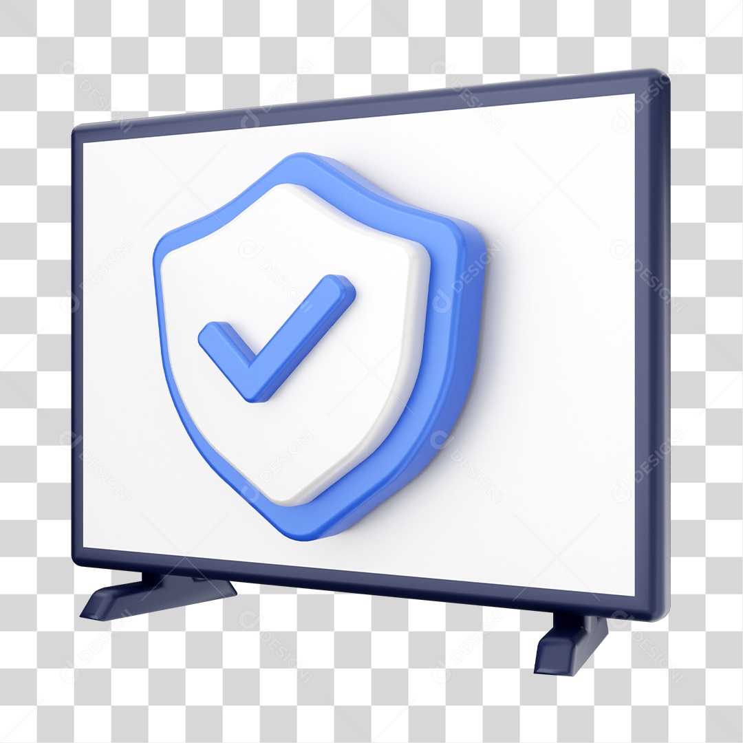 Smart Tv Com Ícone De Proteção Elemento 3D PNG Transparente