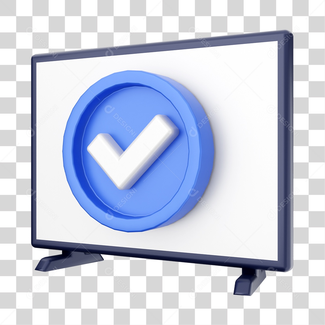 Smart Tv Com Ícone De Verificação Elemento 3D PNG Transparente