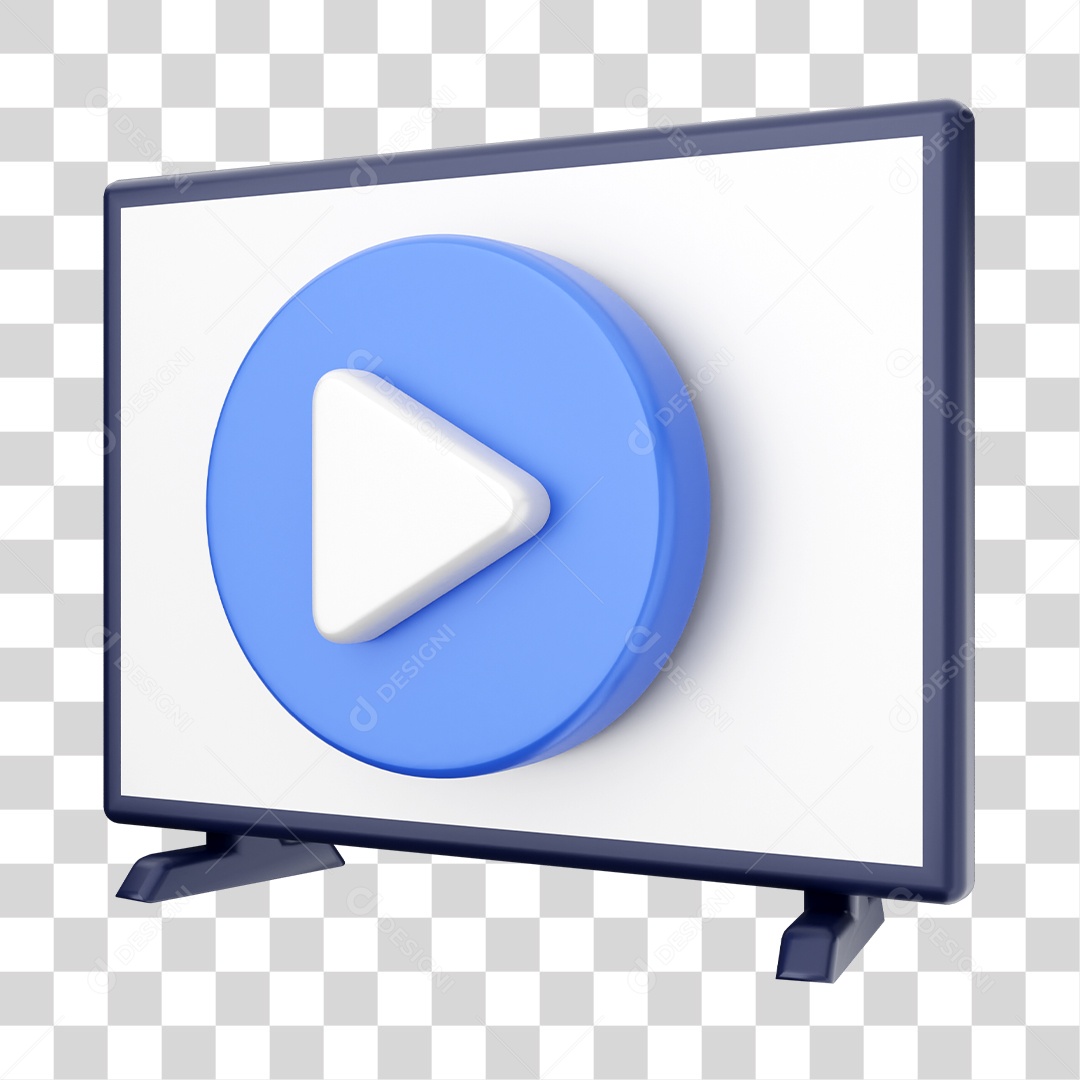 Smart Tv Com Ícone De Player Elemento 3D PNG Transparente