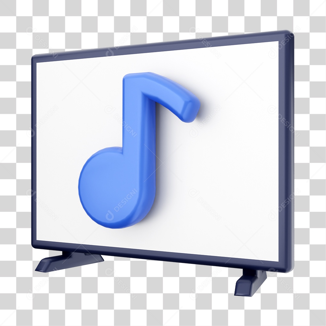 Smart Tv Com Ícone De Música Elemento 3D PNG Transparente