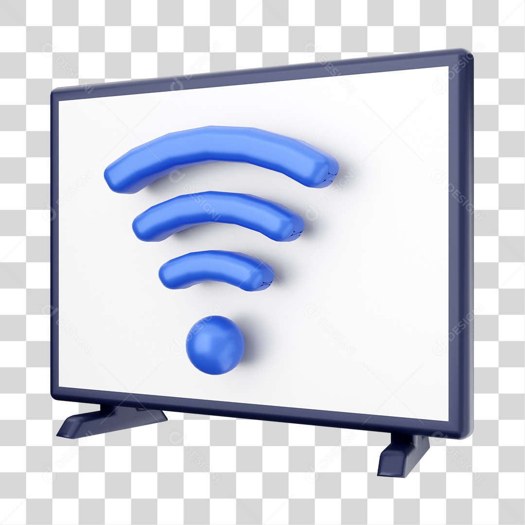 Smart Tv Com Ícone De Wifi Elemento 3D PNG Transparente