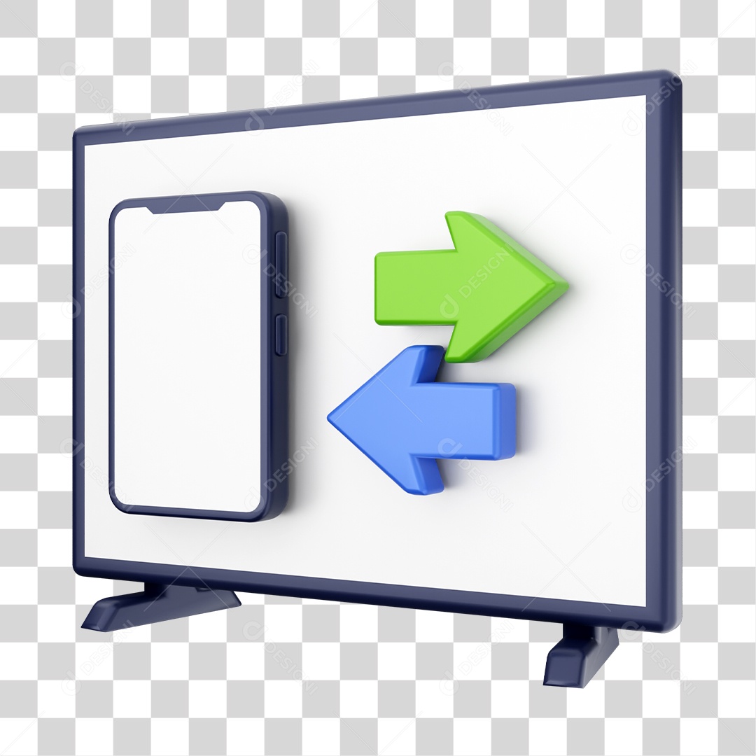 Smart Tv Com Ícone De Fluxo De Compras e Vendas Elemento 3D PNG Transparente