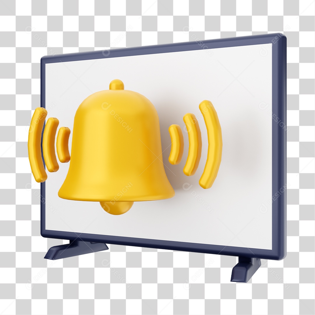 Smart Tv Com Ícone De Sino De Notifcação Elemento 3D PNG Transparente