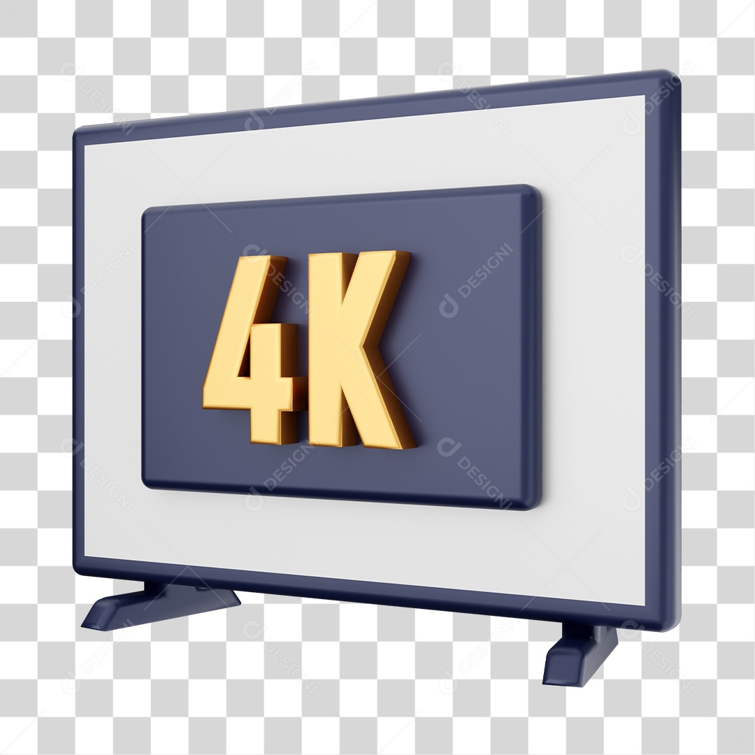 Smart Tv Com Ícone De 4K Elemento 3D PNG Transparente