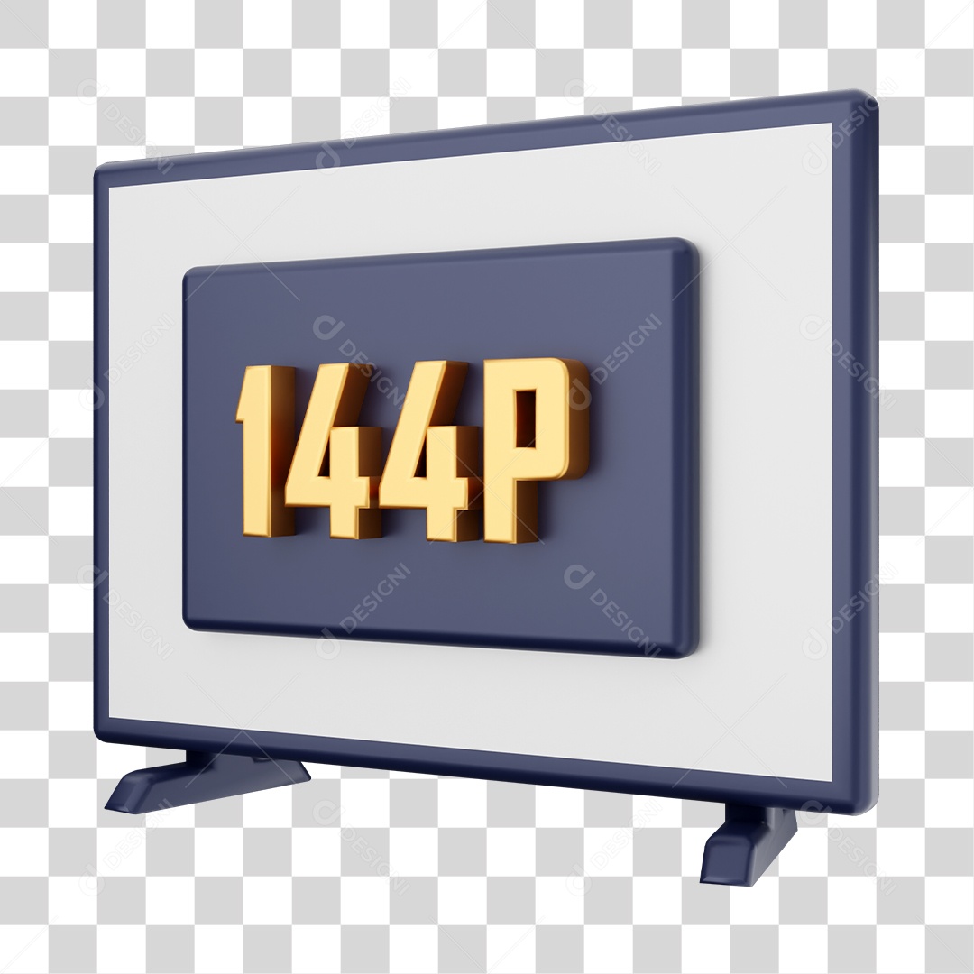 Smart Tv Com Ícone De 144P Elemento 3D PNG Transparente