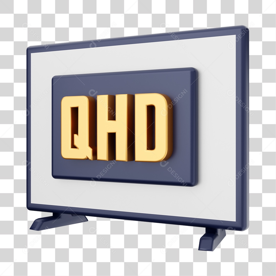 Smart Tv Com Ícone De QHD Elemento 3D PNG Transparente