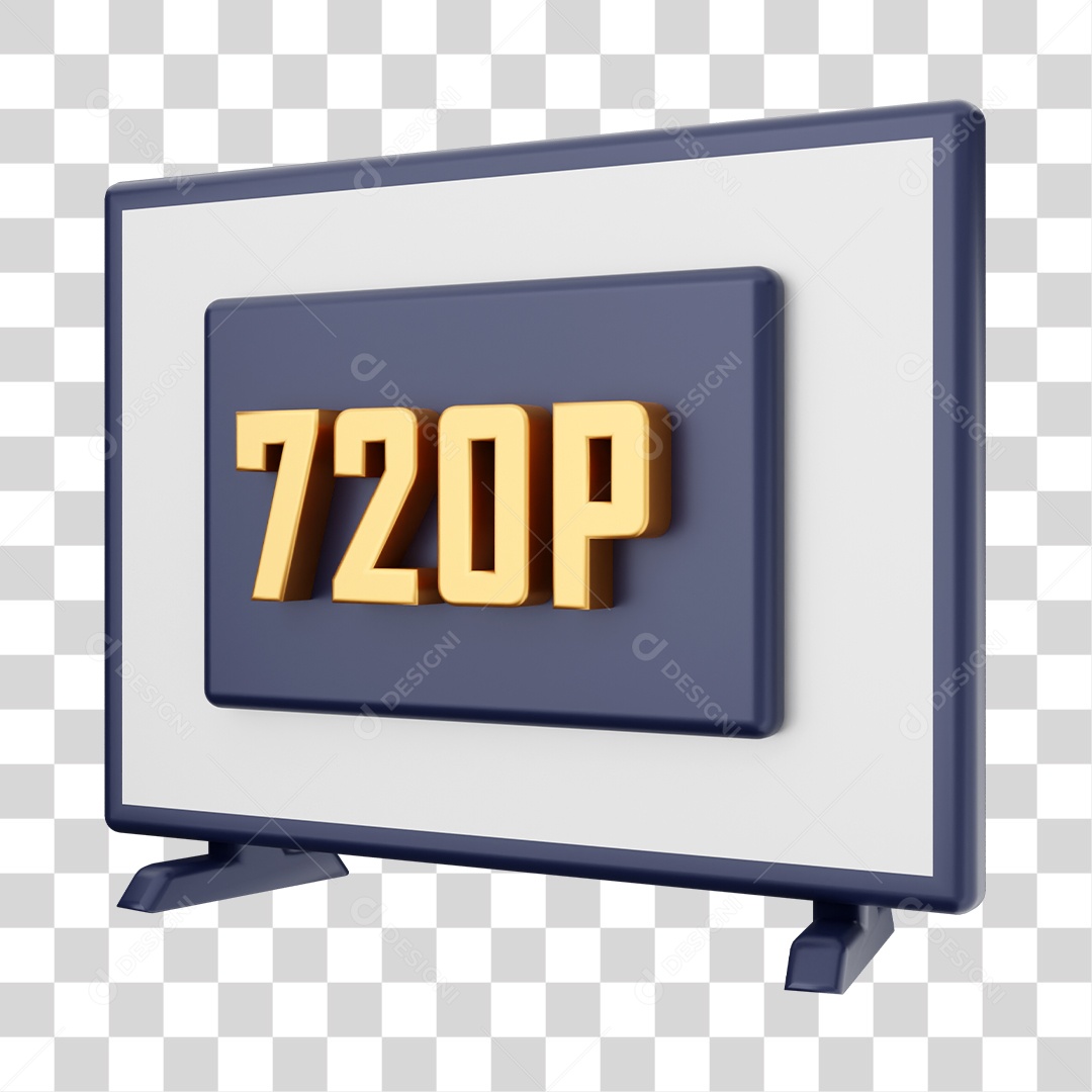Smart Tv Com Ícone De 720P Elemento 3D PNG Transparente